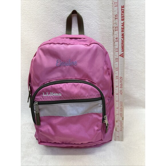 L.L.Bean Kids Backpack Small Pink Reflective Multi Pocket 15”x11” Bag *Emilee - Picture 4 of 8